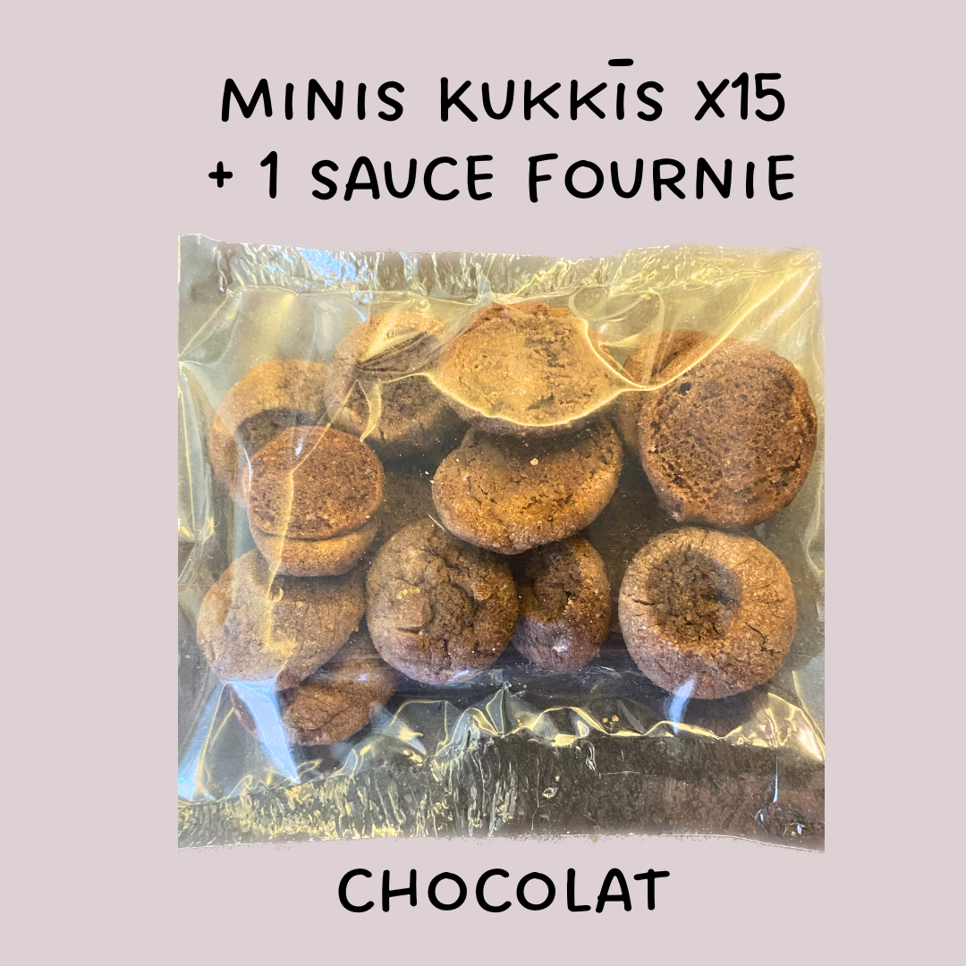 Minis Kukkīs x15 saveur chocolat + 1 sauce au choix