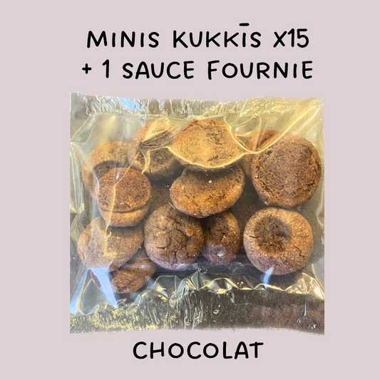 Minis Kukkīs x15 saveur chocolat + 1 sauce au choix